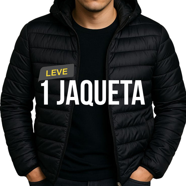Kit Jaqueta Puffer Masculina Bobojaco Corta Vento Impermeável
