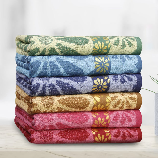 Kit Toalhas de Banho Estampada Sortida Grande 140x70cm Felpuda Macia Boa Qualidade Bordada