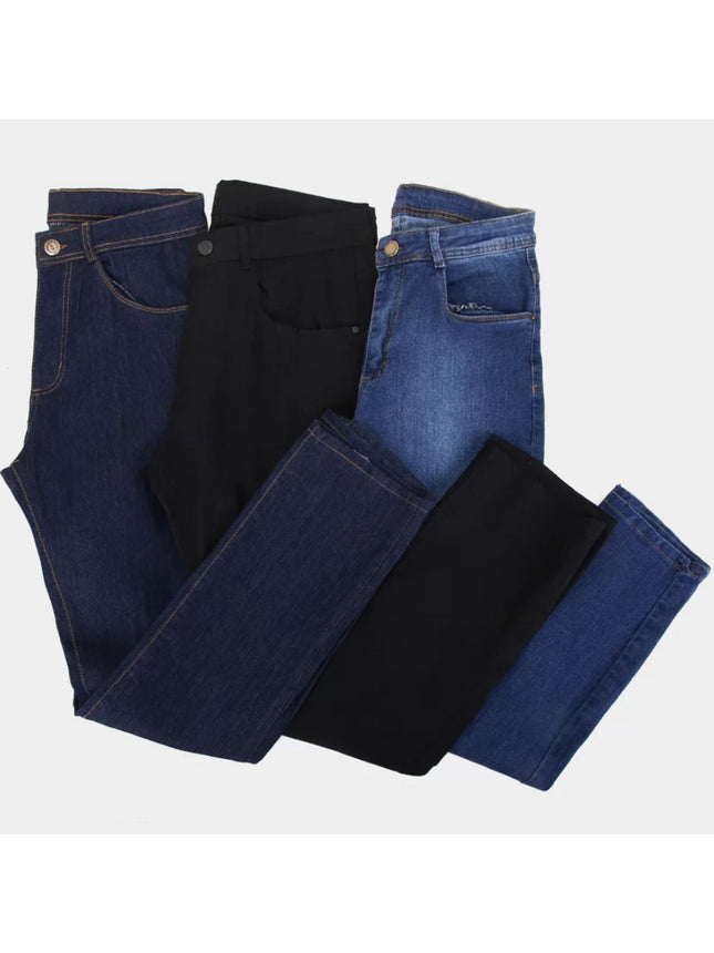 Kit 3 Calças Jeans Masculina Lavada Cores Sortidas