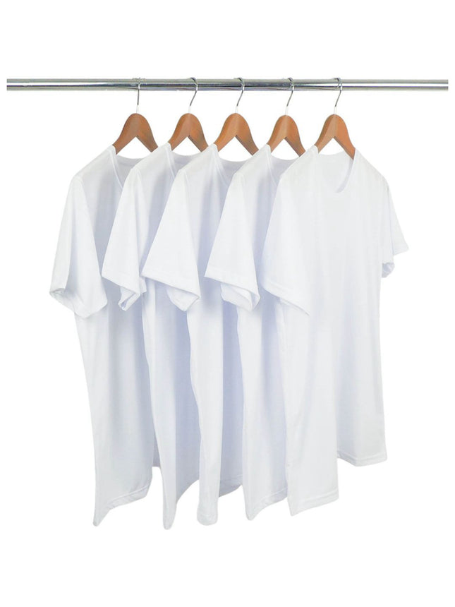 Kit 3 Camisetas Básica Unissex de Algodão Poliéster Manga Curta e Gola Redonda Preta e Branca