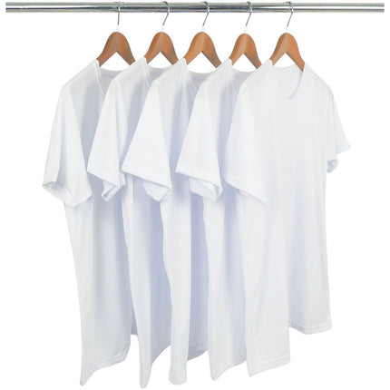 Kit 5 Camisetas Básica Unissex de Algodão Poliéster Manga Curta e Gola Redonda Preta e Branca