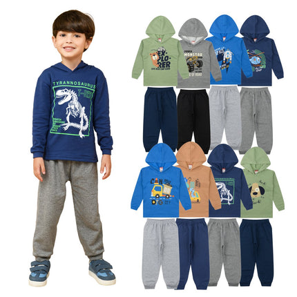 Kit Conjuntos Roupa Infantil Inverno Sortido Menino Blusa Moletom com Capuz + Calça